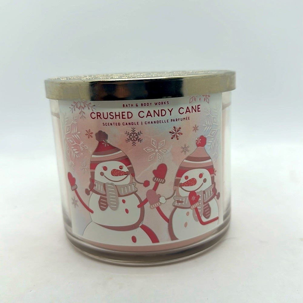 Crushed candy cane 3 wick scented candle